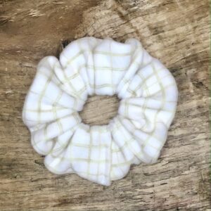 The Plaid Scrunchie - White & Gold